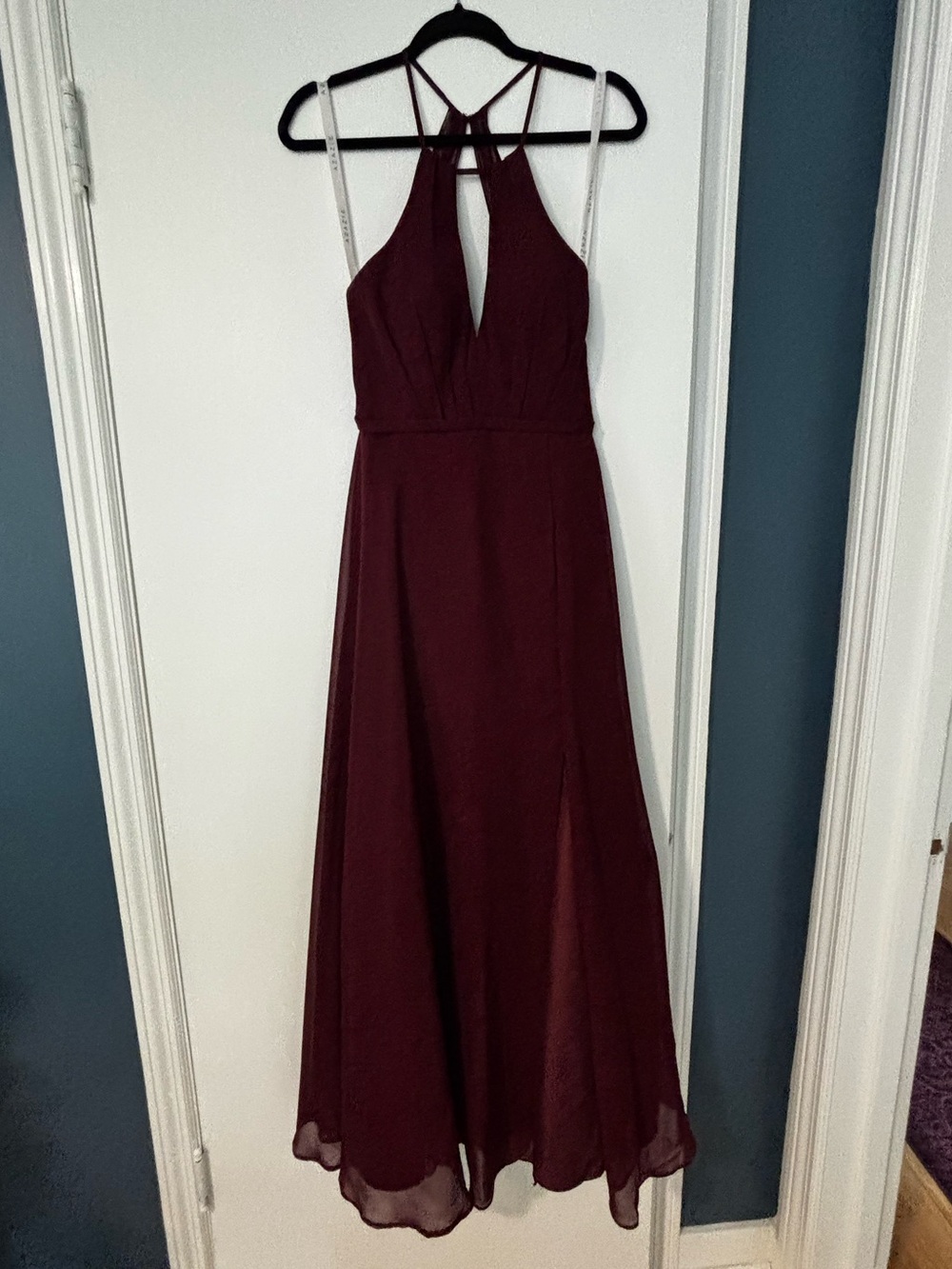 Azazie Wine Halter Maxi Dress